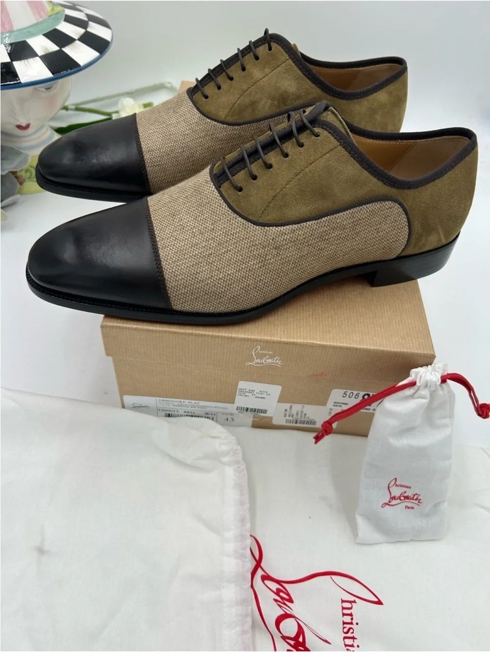 Men’s Christian Louboutin Gregory velvet twill and leather Oxford size 43